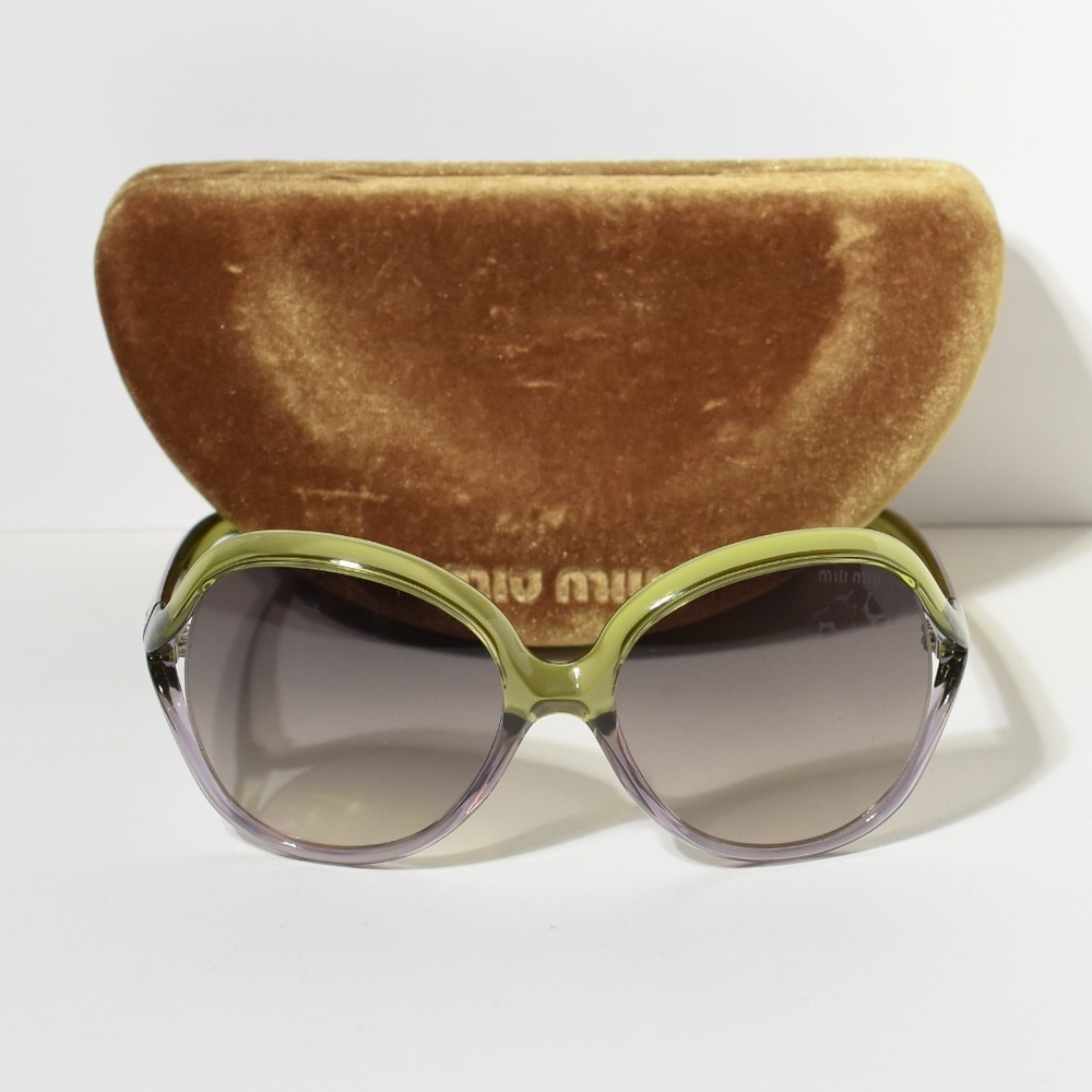 Miu Miu Sunglasses Green / Clear Round Frames NWOT